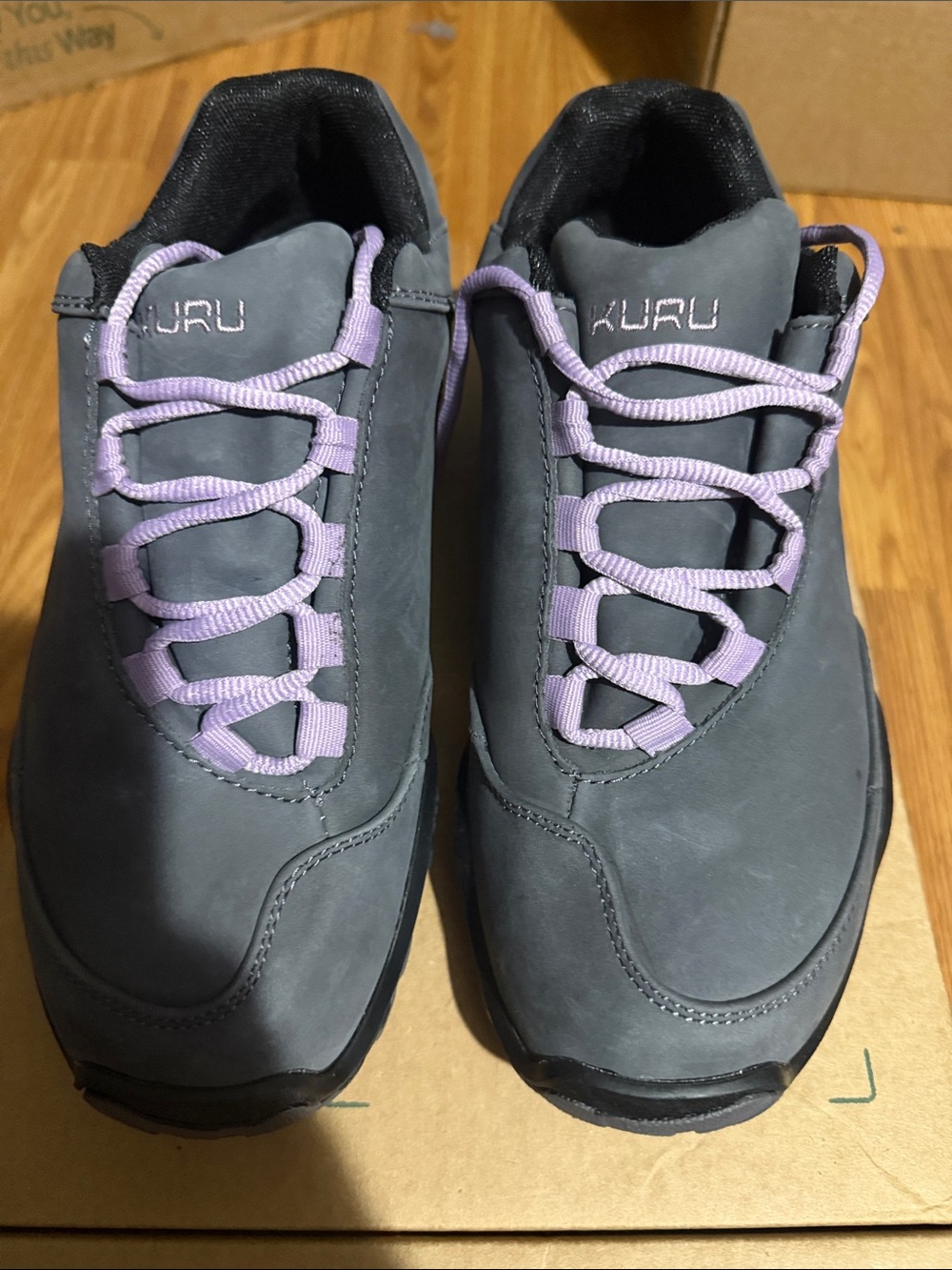 KURU Women's Gray Sneakers with Lavender Laces
